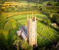 Aerial view of Widecombe in the Moor, a village and large civil parish on Dartmoor National Park in Devon, England Royalty Free Stock Photo