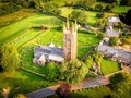 Aerial view of Widecombe in the Moor, a village and large civil parish on Dartmoor National Park in Devon, England Royalty Free Stock Photo