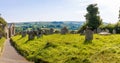 Aerial view of Widecombe in the Moor, a village and large civil parish on Dartmoor National Park in Devon, England Royalty Free Stock Photo