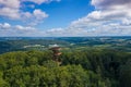 Aerial view of Wiezyca. Observation Tower. Kashubian Landscape Park. Kaszuby. Poland. Photo made by drone from above. Bird eye Royalty Free Stock Photo