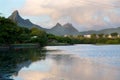 Aerial view of wild Mauritius mountains Royalty Free Stock Photo