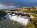 Aerial view of Willwood water Dam in Northeastern, Wyoming Royalty Free Stock Photo