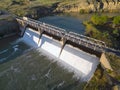 Aerial view of Willwood water Dam in Northeastern, Wyoming Royalty Free Stock Photo