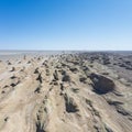 Aerial view of wind erosion physiognomy landscape in qinghai