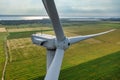 Aerial view of wind turbine on a field in Ukraine