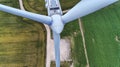 Aerial view about a wind turbine near Kisigmand, Hungary Royalty Free Stock Photo