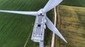 Aerial view about a wind turbine near Kisigmand, Hungary Royalty Free Stock Photo