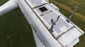 Aerial view about a wind turbine near Kisigmand, Hungary Royalty Free Stock Photo