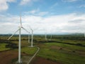 Aerial view of a wind turbines park in central Panama Royalty Free Stock Photo