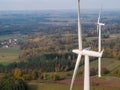 Aerial view of wind turbines in the field Poland, Renewable energy