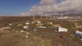 Aerial view of wind turbines producing clean sustainable energy Royalty Free Stock Photo