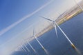 Aerial view of wind turbines at sea, North Holland Royalty Free Stock Photo