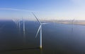 Aerial view of wind turbines at sea, North Holland Royalty Free Stock Photo