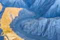 Aerial view of the winding nujiang river in tibet