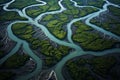 Aerial View of Winding River Deltas Royalty Free Stock Photo