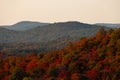 Aerial view of winding river in Laurentian mountains, Quebec, Canada during the fall foliage Royalty Free Stock Photo