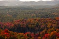 Aerial view of winding river in Laurentian mountains, Quebec, Canada during the fall foliage Royalty Free Stock Photo