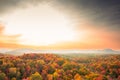 Aerial view of winding river in Laurentian mountains, Quebec, Canada during the fall Royalty Free Stock Photo