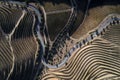 Aerial view of a winding road along the vineyards in the hills of the douro valley