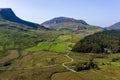 Aerial view of a winding road through beautiful mountainous scenery Rhyd Ddu, Snowdonia, Wales Royalty Free Stock Photo