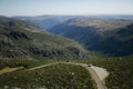 Aerial view of winding road in Serra da Estrela, Portugal. Royalty Free Stock Photo