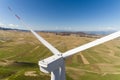 Aerial view on the windmills on the hills Royalty Free Stock Photo