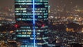 Aerial view of a big modern city at night timelapse. Business bay, Dubai, United Arab Emirates. Royalty Free Stock Photo