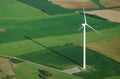 Aerial view of windturbine and shadow Royalty Free Stock Photo