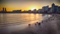 Aerial View of Winter Gwangalli Beach , Busan, South Kroea, Asia