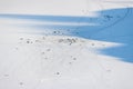 Aerial view of winter ice fishing Royalty Free Stock Photo