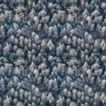 Aerial view of the winter northern forest. Top view of snow-covered trees. AI generative illustration