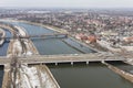 aerial view of the winter wroclaw city
