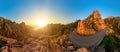 Aerial view of woman in Corsica Badlands