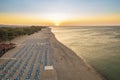 Aerial view of wonderful adriatic sea and beach at sunrise