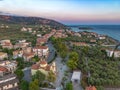 Aerial view of the wonderful seaside village of Kardamyli, Greece located in the Messenian Mani area. It\'s one of the most Royalty Free Stock Photo