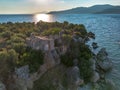 Aerial view of the wonderful seaside village of Kardamyli, Greece located in the Messenian Mani area. It\'s one of the most Royalty Free Stock Photo