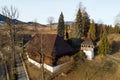 Aerial view of Wooden articular Church of St. Michael from the 17th century In Istebne, Slovakia Royalty Free Stock Photo