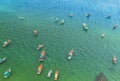 Aerial View Of Wooden Fishing Boat On Sea An Thoi Harbour In Phu Quoc, Vietnam. Royalty Free Stock Photo