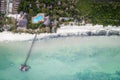 Aerial view of wooden pier at sunset, Zanzibar Royalty Free Stock Photo