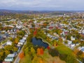 Aerial view of Worcester city in fall, MA, USA Royalty Free Stock Photo