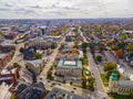 Aerial view of Worcester city in fall, MA, USA Royalty Free Stock Photo