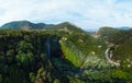 Aerial view. Work before water discharge, small flow. The Cascata delle Marmore is a the largest man-made waterfall. Terni in