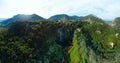 Aerial view. Work before water discharge, small flow. The Cascata delle Marmore is a the largest man-made waterfall. Terni in