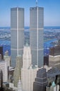 Aerial view of World Trade Towers, New York City, NY