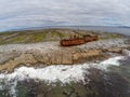 Aerial view of wrecked boat in Inisheer island