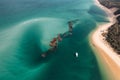 Aerial view of the wrecks at Moreton Island