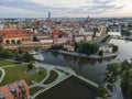 Aerial view of Wroclaw located by Odra river, Poland Royalty Free Stock Photo
