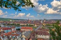 Aerial view of Wuerzburg cityscape from Marienberg Fortress Royalty Free Stock Photo
