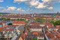 Aerial view of Wuerzburg cityscape from Marienberg Fortress Royalty Free Stock Photo