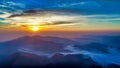 Aerial view of Wufenshan sunrise located in Ruifang District New Taipei City Taiwan. Royalty Free Stock Photo